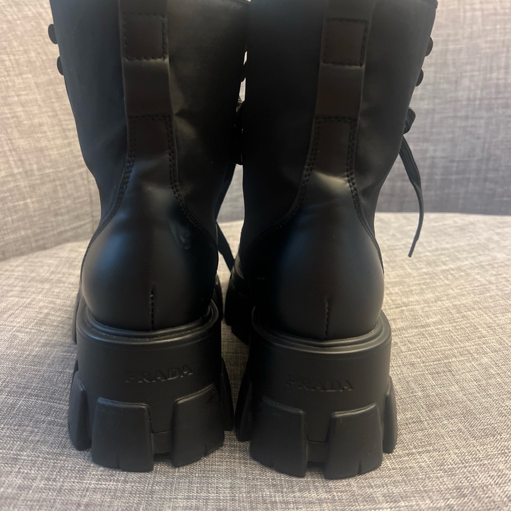 Prada Sleek Black Lace-Up Boots - Picture 5 of 16